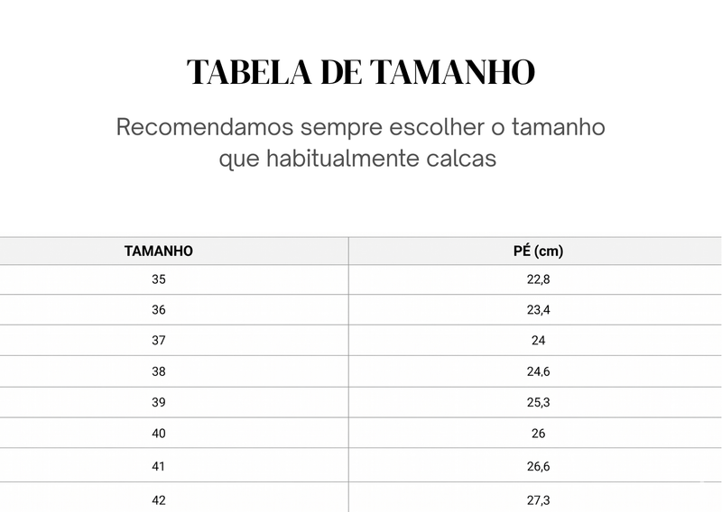 Guia de Tamanhos